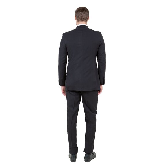 Mens 2-Piece 100% Wool Suit, Black - Picture 4 of 10
